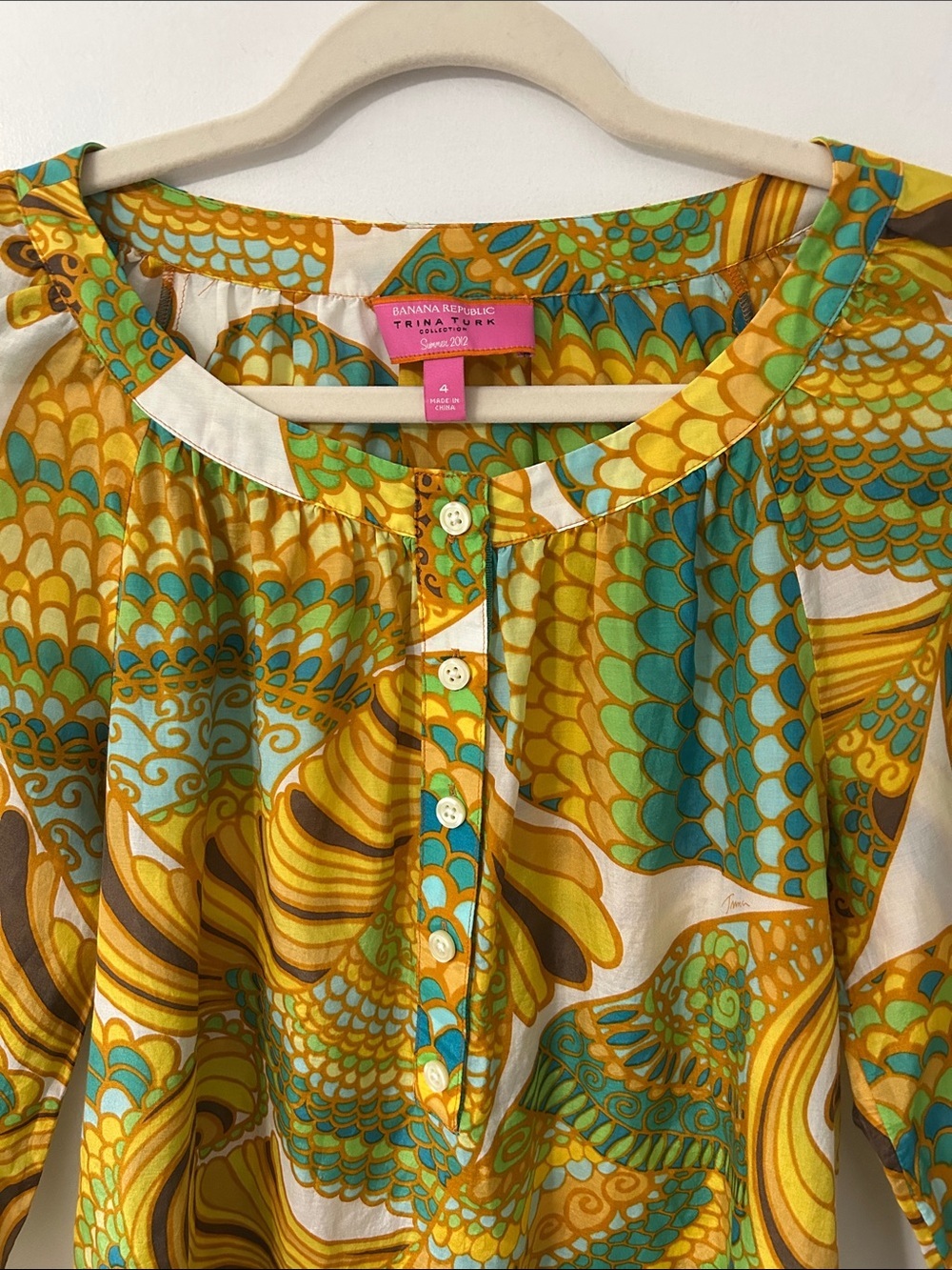 Trina Turk for Banana Republic Blouse Silk Blend Vibrant Paisley Lightweight Top - Picture 2 of 15